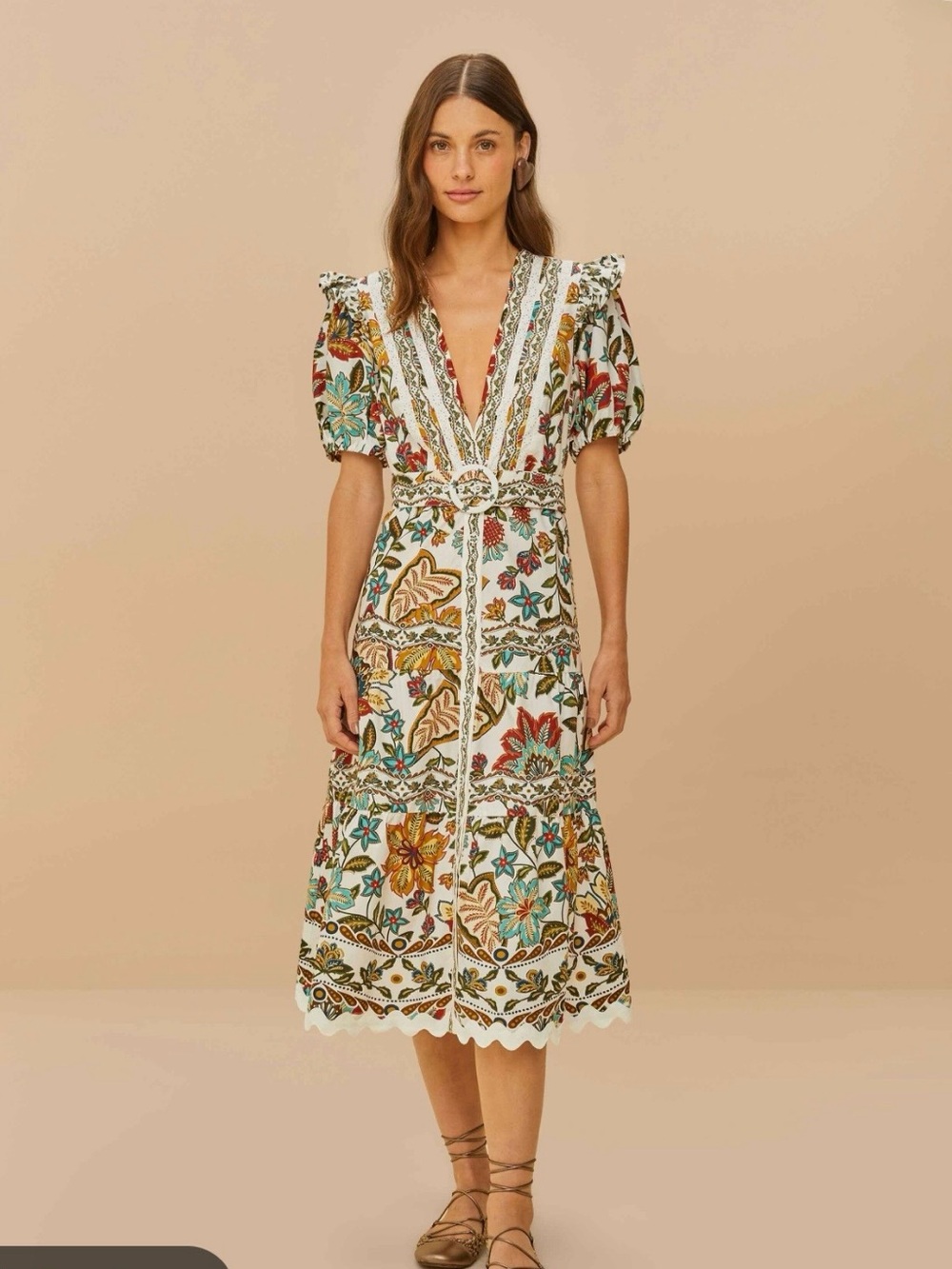 FARM Rio Botanicals Midi Dress with Multicolor Floral